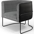 Poltrona Fixa Base Aço Preto Pied Poule Corano Preto Poltrona Fixa Base Aço Preto Pied Poule Corano Preto