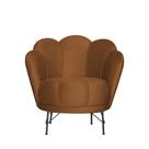 Poltrona Flor Premium Pétalas Suede Marrom Pés Em Ferro
