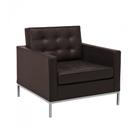 Poltrona Florence Knoll Cromado em Sintético Marrom