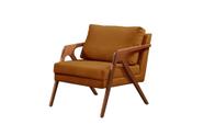 Poltrona França Linho Marrom Decorativa Sala Estar Confortável Moderno