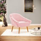 Poltrona Giovana Suede Rosa Bebê Pés Palito Castanho D03 - D'Rossi