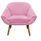 Poltrona Giovana Suede Rosa Bebê Pés Palito Castanho Drossi Poltrona Giovana Suede Rosa Bebê Pés Palito Castanho Drossi