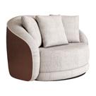 Poltrona Giratória 122cm Mercy material sintético Marrom Linho Off White com Bege - Sallar Home Poltrona Giratória 122cm Mercy material sintético Marrom Linho Off White com Bege - Sallar Home