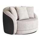 Poltrona Giratória 122cm Mercy material sintético Preto Linho Off White com Bege - Sallar Home Poltrona Giratória 122cm Mercy material sintético Preto Linho Off White com Bege - Sallar Home