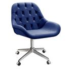Poltrona Giratória com Rodízio Cadeira Decorativa Sala, Escritório, Recepção Lua Azul Marinho