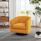 Poltrona Giratória de Destaque UIXE em Veludo Cotelê Laranja 71x70x66 cm