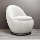 Poltrona Giratória Decorativa Forma Orgânica Reforçada Bouclé Dalila