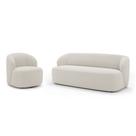 Poltrona Giratória e Sofá Orgânico Living Leez 170cm 02 Lugares Bouclê Off White - Desk Design Poltrona Giratória e Sofá Orgânico Living Leez 170cm 02 Lugares Bouclê Off White - Desk Design