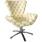 Poltrona Giratória Elegance Jacquard Capitonê Bege