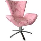 Poltrona Giratória Elegance Jacquard Rosa Bebê