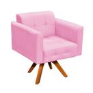 Poltrona Giratória Elisa Suede Rosa Bebê Base Madeira Poltrona Giratória Elisa Suede Rosa Bebê Base Madeira