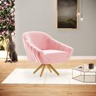 Poltrona Giratória Giovana Suede Rosa Bebê Base Madeira MA30 D03 - D'Rossi Poltrona Giratória Giovana Suede Rosa Bebê Base Madeira MA30 D03 - D'Rossi