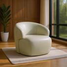 Poltrona Giratória Hades 86cm Sala de Estar Couro OffWhite G34 - Gran Belo