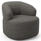 Poltrona Giratória Orgânica Para Sala De Estar Living Helena L02 Linho Mescla Chumbo - Lyam Decor