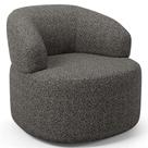 Poltrona Giratória Orgânica Para Sala de Estar Living Helena L02 Linho Mescla Chumbo - Lyam Decor