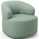 Poltrona Giratória Orgânica Para Sala De Estar Living Helena L02 Linho Verde Menta - Lyam Decor