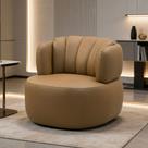 Poltrona Giratória Orgânica Para Sala Living Oceane L06 Couro Marrom Claro - Lyam Decor