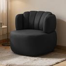 Poltrona Giratória Orgânica Para Sala Living Oceane L06 Couro Preto - Lyam Decor