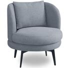Poltrona Giratória Orgânica Sala De Estar Living Dora T03 Linho Cinza - Lyam Decor