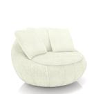 Poltrona Giratória Sala de Estar com Almofadas Afrodite Off White Bouclê G45 - Gran Belo