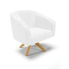 Poltrona Giratória Stella Corano Branco Base Madeira Ma30