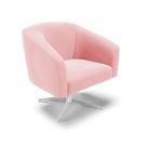 Poltrona Giratória Stella Suede Base Cromada Rosa Bebê