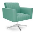Poltrona Giratória Viena Gomada Suede Base Cromada - D'rossi Cor Azul Turquesa