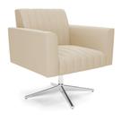 Poltrona Giratória Viena Gomada Suede Base Cromada - D'rossi Cor Bege