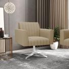 Poltrona Giratória Viena Gomada Suede Base Cromada D03 - D'Rossi