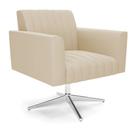 Poltrona Giratória Viena Gomada Suede Bege Base Cromada