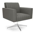 Poltrona Giratória Viena Gomada Suede Grafite Base Cromada