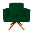 Poltrona Giratória Viena Gomada Verde Base Madeira Ma30
