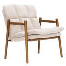 Poltrona Hermes Base Madeira Castanho Bouclé Off White - Nexta Casa