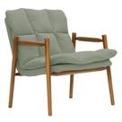 Poltrona Hermes Base Madeira Castanho Bouclé Verde Claro - Nexta Casa