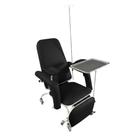 Poltrona Hospitalar Standard Coleta Com Suporte de Soro Perneira Independente Rodízios e Bandeja Preta