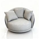 Poltrona Ibiza Giratória Linho Bege material sintético Caramelo 122cm Almofadas Premium Para Sala