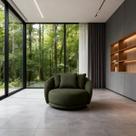 Poltrona Ibiza Giratória Linho Bege material sintético Caramelo 122cm Almofadas Premium Para Sala
