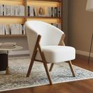 Poltrona Ibiza Luxuosa Tecido Boucle Bucle Off Estrutura em Madeira Maciça Resistente Para Sala Estar Recepção