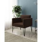 Poltrona Ideal para Recepção Turim Pés Hairpin Preto Tecido Suede Marrom