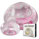 Poltrona Inflável Lazy Lounge Glitter Com Puff Vg Plus Rosa
