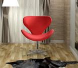 Poltrona Isis Cadeira Giratória Pés de Metal Decoração, Sala, Escritório, Recepção Suede Vermelho