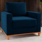 Poltrona Itália Veludo Azul - Vian Poltrona Itália Veludo Azul - Vian