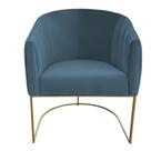 Poltrona Julia com base de ferro Sala de estar Escritório Recepção Clinica Suede Azul Turquesa - D'Classe Decor Poltrona Julia com base de ferro Sala de estar Escritório Recepção Clinica Suede Azul Turquesa - D'Classe Decor