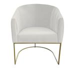 Poltrona Julia com base de ferro Sala de estar Escritório Recepção Clinica Suede Bege- D'Classe Decor
