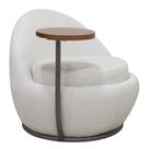 Poltrona Kaira Mesa Lateral Direita Fixa Titânio Bouclé Creep Off White - Nexta Casa Poltrona Kaira Mesa Lateral Direita Fixa Titânio Bouclé Creep Off White - Nexta Casa