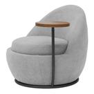 Poltrona Kaira Mesa Lateral Esquerda Base Fixa Preto Bouclé Cinza Claro - Nexta Casa Poltrona Kaira Mesa Lateral Esquerda Base Fixa Preto Bouclé Cinza Claro - Nexta Casa