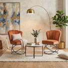 Poltrona Kit 2 Moderno Luxo Base Aço Confortável Terracota Mobília Decor