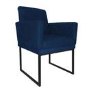 Poltrona Klara Suede Azul Marinho Base De Ferro Preta - Vallisa Decor