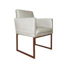 Poltrona Klara Suede Liso Bege Base Metálica Cobre - Vallisa Decor