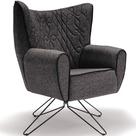 Poltrona Kora Tressê Base Orby Linho Rústico Chumbo - Nexta Casa